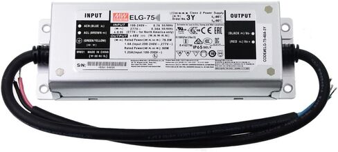Mean Well ELG 75W 48V 1.6A DRIVER ， 3 سلك إدخال ELG-75-48A-3Y محول إمدادات الطاقة التبديل مع IP65 ، وظيفة PFC ، الجهد الثابت/التيار in Kuwait