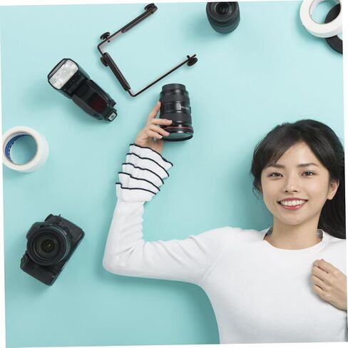 قوس معدني مزدوج مع حامل ضوء فلاش المسمار لكاميرات DSLR تصميم السطح غير اللامع للتصوير الفوتوغرافي للتصوير الفوتوغرافي in Saudi Arabia