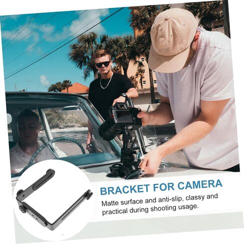 قوس معدني مزدوج مع حامل ضوء فلاش المسمار لكاميرات DSLR تصميم السطح غير اللامع للتصوير الفوتوغرافي للتصوير الفوتوغرافي in Saudi Arabia