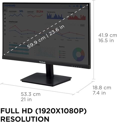 VAINONCOSINS VA2409M 24 بوصة شاشة 1080 بكسل مع مزامنة تكيفية ، إطار رفيع ، HDMI ، VGA ، ورعاية العين (متجددة) in Kuwait