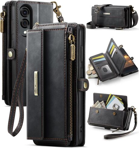 Wallet Case Compatible with Samsung Galaxy S25 Edge with RFID Blocking Card Holder Wrist Strap Shoulder Strap, PU Leather Magnetic Snap Zipper Flip Phone Case Fit for Samsung S25 Edge (Teal) in Kuwait