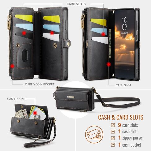 Wallet Case Compatible with Samsung Galaxy S25 Edge with RFID Blocking Card Holder Wrist Strap Shoulder Strap, PU Leather Magnetic Snap Zipper Flip Phone Case Fit for Samsung S25 Edge (Teal) in Kuwait