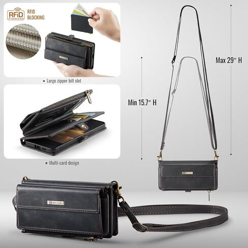 Wallet Case Compatible with Samsung Galaxy S25 Edge with RFID Blocking Card Holder Wrist Strap Shoulder Strap, PU Leather Magnetic Snap Zipper Flip Phone Case Fit for Samsung S25 Edge (Teal) in Kuwait