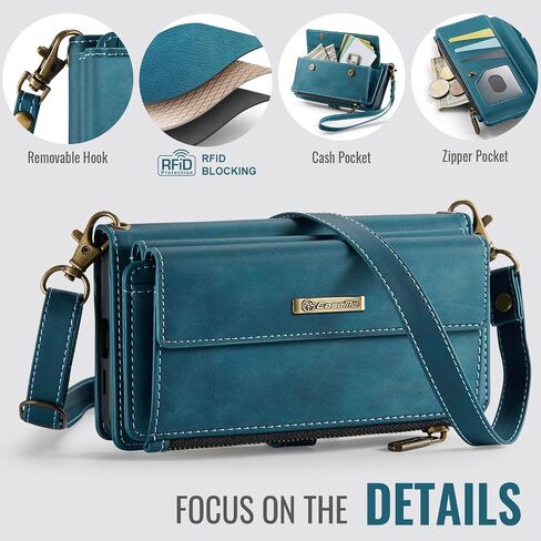 Wallet Case Compatible with Samsung Galaxy S25 Edge with RFID Blocking Card Holder Wrist Strap Shoulder Strap, PU Leather Magnetic Snap Zipper Flip Phone Case Fit for Samsung S25 Edge (Teal) in Kuwait