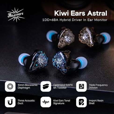 Linsoul Kiwi Ears Astral 1DD+6BA Hybrid in Ear Monitor TANGZU Tang Sancai in Ear Monitor Ear Plugs, 3 Pairs in Saudi Arabia