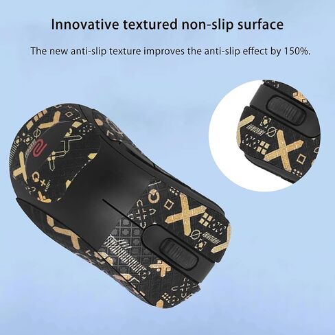 Mouse Grip Tape Full Coverage for BenQ Zowie EC2-CW Ergonomic Gaming Mouse, Mouse Anti Slip Grip Tape,Self-Adhesive PreCut Sweat-Resistant Professional Mice Upgrade Kit(Black&Gold) in Saudi Arabia