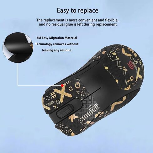 Mouse Grip Tape Full Coverage for BenQ Zowie EC2-CW Ergonomic Gaming Mouse, Mouse Anti Slip Grip Tape,Self-Adhesive PreCut Sweat-Resistant Professional Mice Upgrade Kit(Black&Gold) in Saudi Arabia