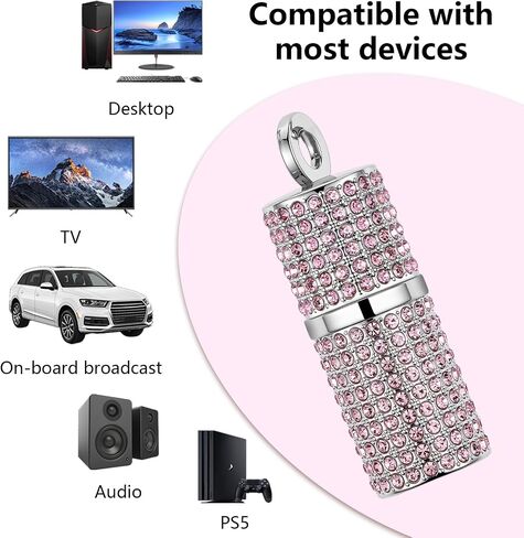 USB Flash Drive,16GB/32GB/64GB/128GB Portable USB2.0 Memory Stick Secure Date Storage Pendrive Thumb Drives Rhinestone Pendant with Chain (Red, 128GB) in Saudi Arabia