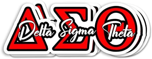 (3pcs) Delta Sigma theta sticker - DST نادي نسائي اليوناني شرس فينيل لسيارة زجاجة ماء الكمبيوتر المحمول - تصميم الحروف اليونانية الحمراء والأبيض - هدية لأخوات نادي نسائي وتسعة أعضاء in Saudi Arabia