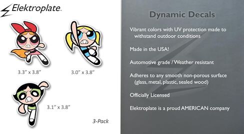 Elektroplate مرخص رسميا Powerpuff Girls Action Trio Dynamic Scals | Premium Auto-Rade All Deather Vinyl Sticker للسيارة ، زجاجة ماء ، كمبيوتر محمول ، مبرد ، هاتف | صنع في الولايات المتحدة | مجموعة من 3 in Saudi Arabia
