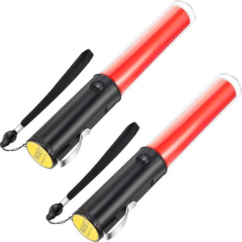 Weewooday 2 Pieces LED Signal Wand Traffic Flashlight, 11 Inch, Battery Powered, Durable, Waterproof, Wide Application in Saudi Arabia