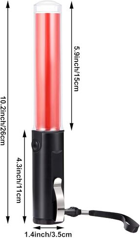 Weewooday 2 Pieces LED Signal Wand Traffic Flashlight, 11 Inch, Battery Powered, Durable, Waterproof, Wide Application in Saudi Arabia