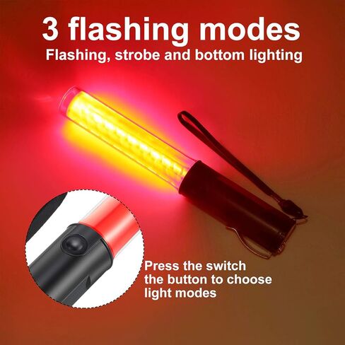 Weewooday 2 Pieces LED Signal Wand Traffic Flashlight, 11 Inch, Battery Powered, Durable, Waterproof, Wide Application in Saudi Arabia