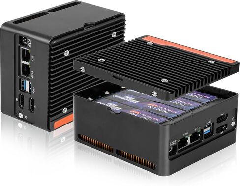 Mini PC NAS Server with N355 Processor, 4-Bay Storage, 4×M.2 NVMe Expansion Slots, DDR5 4800MHz, Dual 2.5G LAN, Barebone System (No RAM No SSD) in Saudi Arabia