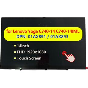 Replacement for Lenovo Yoga C740-14 Laptop Touchscreen Display LCD Touch Screen Module Digitizer Assembly with Bezel 5D10S39587 in Kuwait