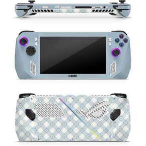 Zoomhitskins متوافق مع Asus Ally Rog X (2024) Skin ، القماش القطني الكلاسيكي مخطط لطيف Kawaii Princess الأزرق الزهور الصغيرة ديزي أبيض ، ملصق فينيل 3M متين ، مصنوع في الولايات المتحدة الأمريكية in Kuwait