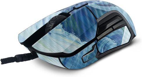 MightySkins Carbon Fiber Skin Compatible with SteelSeries Rival 5 Gaming Mouse - Perfect Wave | Protective, Durable Textured Carbon Fiber Finish | Easy to Apply and Change Styles | Made in The USA in Saudi Arabia
