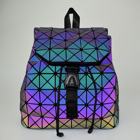 Ulalaza Geometric Backpack Holographic Reflective Backpacks Fashion Backpack in Saudi Arabia