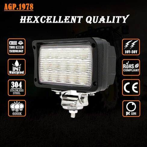 45W LED ضوء العمل 6In LED مصباح الضباب الفيضان سطوع فائق مستطيل 12V متوافق مع John Deere Tractor Combine، المركبات الزراعية على الطرق الوعرة، الجرار، in Kuwait