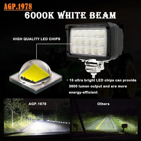 45W LED ضوء العمل 6In LED مصباح الضباب الفيضان سطوع فائق مستطيل 12V متوافق مع John Deere Tractor Combine، المركبات الزراعية على الطرق الوعرة، الجرار، in Kuwait