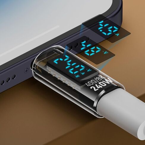 محول USB C عالي السرعة إلى USB C مع عرض LED 240W توصيل الطاقة 40 جيجابت في الثانية موصلات بيانات نقل البيانات الألمنيوم in Kuwait