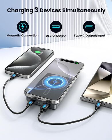 for Magsafe Power Bank 12000mAh, 15W Wireless Magnetic Portable Charger, 20W PD Fast Charging, Ultra-Slim Battery Pack for iPhone 17/16/15/14/13/12 Series, Travel Essential (Grey) in Saudi Arabia