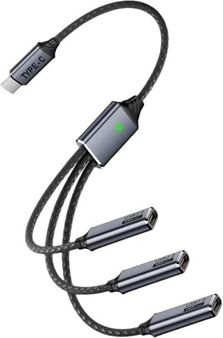 Danfetsoy USB C Splitter 1 in 3 Out, USB C 1 Male to 2 Dual Female Y Splitter Extension Charging Cable for Tablet, MacBook, iPad, Type C Hard Drive, etc in Saudi Arabia