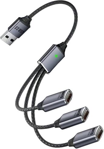 Danfetsoy USB C Splitter 1 in 3 Out, USB C 1 Male to 2 Dual Female Y Splitter Extension Charging Cable for Tablet, MacBook, iPad, Type C Hard Drive, etc in Saudi Arabia