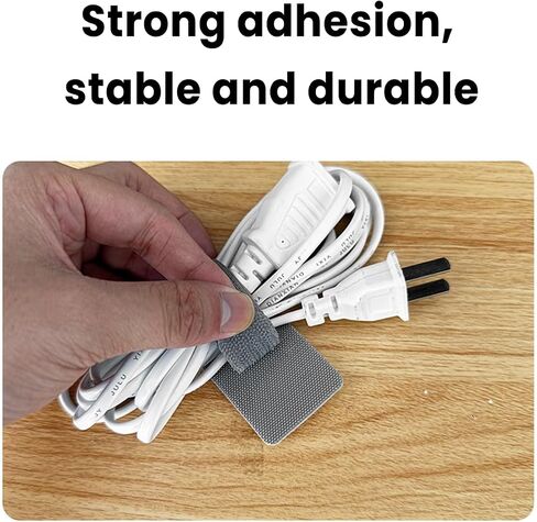 20 Pcs Self-Adhesive Hook and Loop Cable Ties, Reusable Cord Organizer Straps, Adjustable Cable Management Clips for Home, Office, and Kitchen - White&Gray in Saudi Arabia