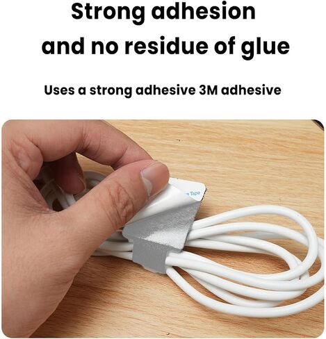 20 Pcs Self-Adhesive Hook and Loop Cable Ties, Reusable Cord Organizer Straps, Adjustable Cable Management Clips for Home, Office, and Kitchen - White&Gray in Saudi Arabia