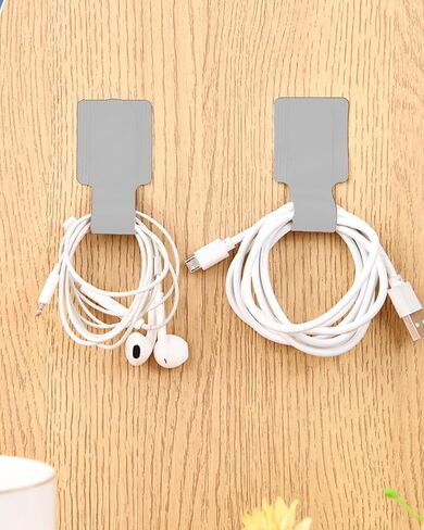 20 Pcs Self-Adhesive Hook and Loop Cable Ties, Reusable Cord Organizer Straps, Adjustable Cable Management Clips for Home, Office, and Kitchen - White&Gray in Saudi Arabia