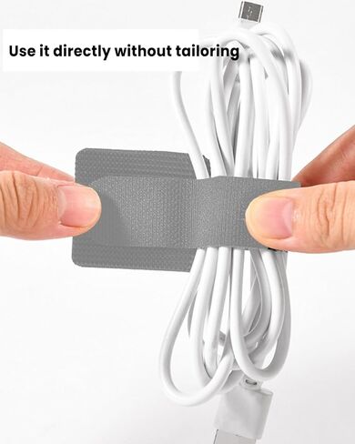 20 Pcs Self-Adhesive Hook and Loop Cable Ties, Reusable Cord Organizer Straps, Adjustable Cable Management Clips for Home, Office, and Kitchen - White&Gray in Saudi Arabia