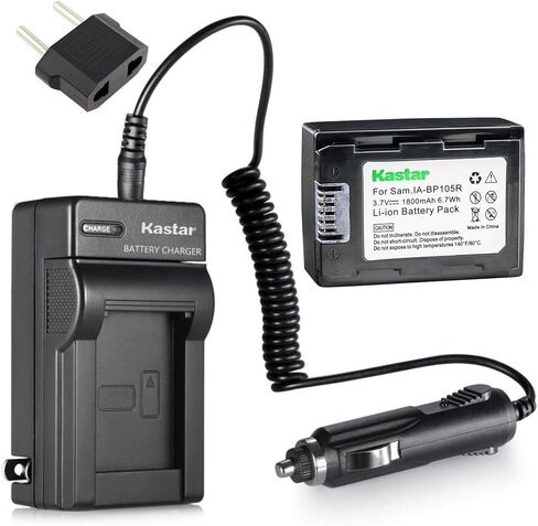 Kastar Battery X1 & AC Travel Charger for Samsung IA-BP105R, Samsung SMX-F50 SMX-F70 HMX-F80 HMX-F90 HMX-F90BN HMX-F90WN HMX-F800 HMX-F900 HMX-F900WN SMX-F50BN SMX-F50RN SMX-F50SN SMX-F50UN SMX-F50BP in Saudi Arabia