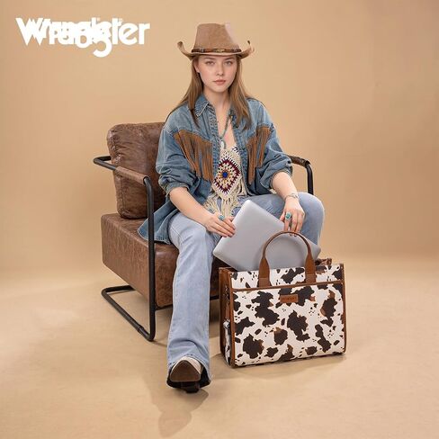 حقيبة حمل الكمبيوتر المحمول من Wrangler للنساء 15.6 بوصة خمر حقيبة حقيبة حقيبة حقيبة للأعمال مع حزام كتف قابل للتعديل in Kuwait