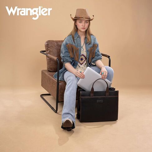 Wrangler Laptop Bag for Women 15.6 Inch Vintage Work Tote Bag for Business Briefcase Handbag with Adjustable Shoulder Strap in Saudi Arabia