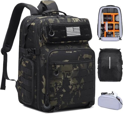 HAMBOLY Professional Camera Backpack, Waterproof Tactical Photography Bag for DSLR/SLR/Mirrorless Camera with Tripod Holder & Rain Cover, 15.6 Inch Professional Photographer Backpack Case in Kuwait