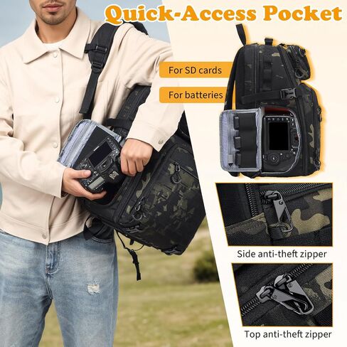 HAMBOLY Professional Camera Backpack, Waterproof Tactical Photography Bag for DSLR/SLR/Mirrorless Camera with Tripod Holder & Rain Cover, 15.6 Inch Professional Photographer Backpack Case in Kuwait