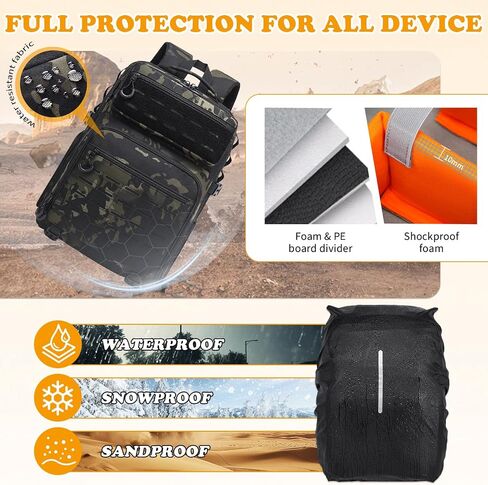 HAMBOLY Professional Camera Backpack, Waterproof Tactical Photography Bag for DSLR/SLR/Mirrorless Camera with Tripod Holder & Rain Cover, 15.6 Inch Professional Photographer Backpack Case in Kuwait