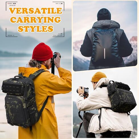 HAMBOLY Professional Camera Backpack, Waterproof Tactical Photography Bag for DSLR/SLR/Mirrorless Camera with Tripod Holder & Rain Cover, 15.6 Inch Professional Photographer Backpack Case in Kuwait