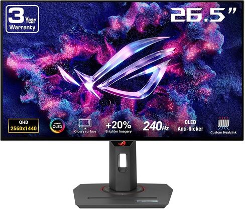 ASUS ROG STRIX 27 "1440p OLED Gaming Monitor (XG27AQDMG)-QHD ، OLED اللامع ، 240 هرتز ، 0.03 مللي ثانية ، غرفة تبريد مخصصة ، مضاد للذراع ، سطوع موحد ، G-Sync متوافق ، 99 ٪ DCI-P3 ، العرض ، (تجديد) in Saudi Arabia