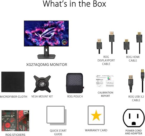 ASUS ROG STRIX 27 "1440p OLED Gaming Monitor (XG27AQDMG)-QHD ، OLED اللامع ، 240 هرتز ، 0.03 مللي ثانية ، غرفة تبريد مخصصة ، مضاد للذراع ، سطوع موحد ، G-Sync متوافق ، 99 ٪ DCI-P3 ، العرض ، (تجديد) in Saudi Arabia