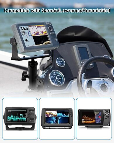 Aluminum Fish Finder Mount Compatible with Garmin Lowrance Humminbird, 5.9In Adjustable Medium Arm with 1.5In C Size Ball, Depth Finder Holder with Universal AMPS for Marine-Grade Boat Kayak in Saudi Arabia