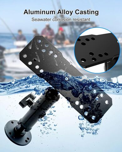 Aluminum Fish Finder Mount Compatible with Garmin Lowrance Humminbird, 5.9In Adjustable Medium Arm with 1.5In C Size Ball, Depth Finder Holder with Universal AMPS for Marine-Grade Boat Kayak in Saudi Arabia