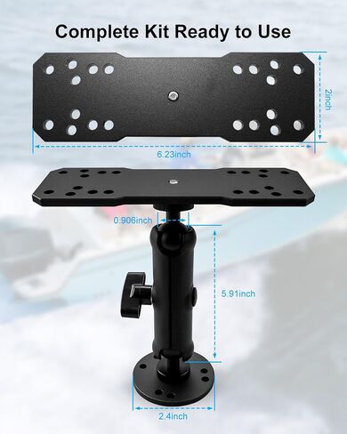 Aluminum Fish Finder Mount Compatible with Garmin Lowrance Humminbird, 5.9In Adjustable Medium Arm with 1.5In C Size Ball, Depth Finder Holder with Universal AMPS for Marine-Grade Boat Kayak in Saudi Arabia
