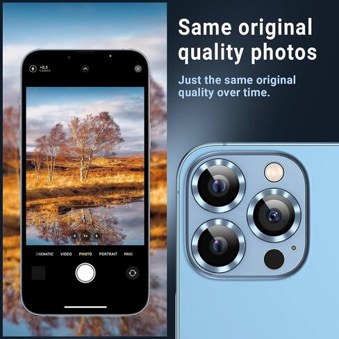 AFARER [عبوتان من واقي عدسة الكاميرا لهاتف iPhone 13 Pro/iPhone 13 Pro Max، واقي عدسة الكاميرا فائق الدقة، غطاء عدسة زجاجي معدني مقوى 9H، مضاد للخدش (أسود) in Kuwait