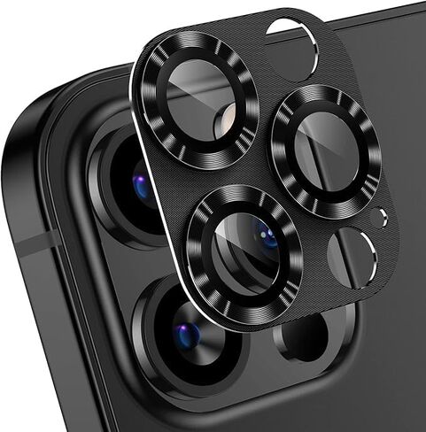AFARER [عبوتان من واقي عدسة الكاميرا لهاتف iPhone 13 Pro/iPhone 13 Pro Max، واقي عدسة الكاميرا فائق الدقة، غطاء عدسة زجاجي معدني مقوى 9H، مضاد للخدش (أسود) in Kuwait