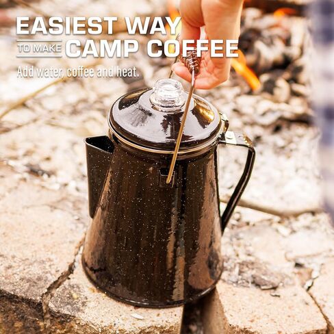 COLETTI Classic Coffee Percolator (Black, 18 Cup) – Camping Coffee Pot, Percolator Coffee Pot – Brew Bold Coffee for the Whole Campsite — XL Enamel Percolator in Kuwait