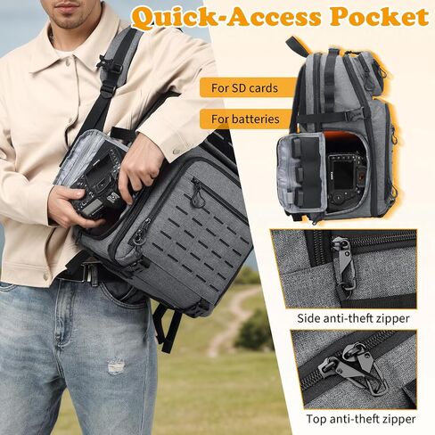 HAMBOLY Professional Camera Backpack, Waterproof Tactical Photography Bag for DSLR/SLR/Mirrorless Camera with Tripod Holder & Rain Cover, 15.6 Inch Professional Photographer Backpack Case in Kuwait