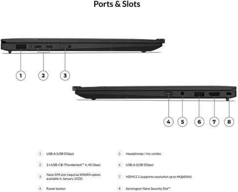 Lenovo Thinkpad X1 Carbon Gen 13 Aura Edition - 14 "2.8k OLED TOUCH (2880x1800) - Intel Core Ultra 7 265U VPRO - 64GB LPDDR5X - 512GB SSD - Wi -Fi 7 - Win11 Pro - PhuseRprint - Haptic TouchPad in Saudi Arabia