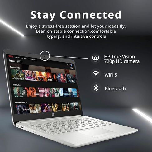 HP NEW 14 "HD Ultra Light Light Lead Face ، معالج Intel Celeron رباعي النواة ، ذاكرة وصول عشوائي 16 جيجا بايت ، 628 جيجابايت (128 جيجا بايت EMMC+ 500GB EXT) ، WIFI ، حتى 11 ساعة ، Windows 11 S+ 1 Office 365+ HubxcelAccessory ، Silver in Kuwait
